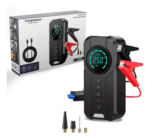 POWERGO™ 4EN1 COMPRESOR + CARGADOR DE BATERIA + CARGADOR DE CELULAR + LINTERNA