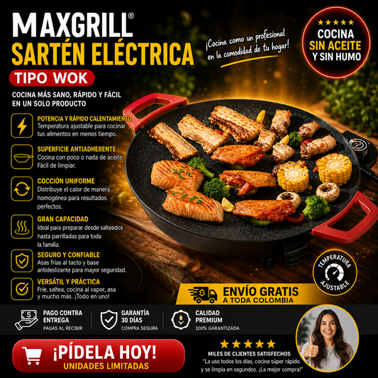 MaxGrill® SARTEN ELECTRICO TIPO WOK
