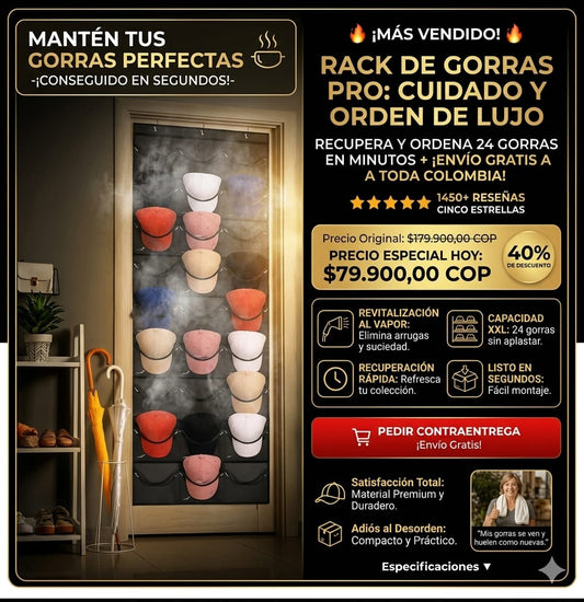 RACK X24 NEGRO: ORDENA 24 GORRAS EN 1 SOLO PASO + ¡ ENVÍO GRATIS !
